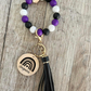 Purple Black and White Wristlet