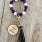 Purple Black and White Wristlet