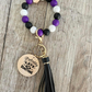 Purple Black and White Wristlet