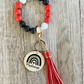 Red Black and White Wristlet