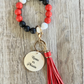 Red Black and White Wristlet