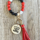 Red Black and White Wristlet