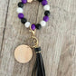 Purple Black and White Wristlet